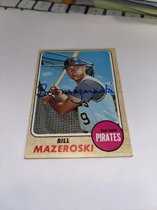 Tarjeta Topps 1968 firmada por Bill Mazeroski HOF Piratas de Pittsburgh - Imagen 1 de 1