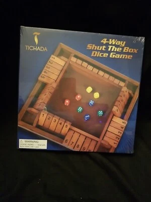 Shut the Box Dice Game Party Game -  Wooden Box numbets Game. NeW - Image 1 of 4