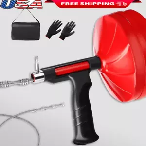 50FT Drain Snake Auger Tool Kitchen Shower Toilet Clog Removal Manual Drill Use - Picture 1 of 8