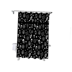 Shower Curtain Stars Black Witch Skull Moon Divination Gothic Shower curtain - Picture 1 of 8