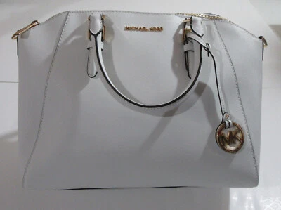 Bolso de mano Michael Kors Ciara grande con cremallera superior de cuero saffiano blanco óptico Foto 1 de 4