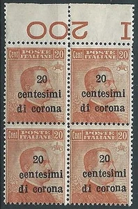 1919 TRENTO E TRIESTE EFFIGIE 20 CENT QUARTINA MNH ** - ED750-2 - Picture 1 of 1