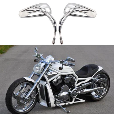Espejos retrovisores cromados para motocicleta Harley Davidson V-Rod Dyna Street Glide Road King Foto 1 de 4