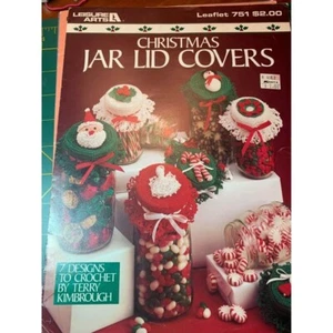 Leisure Arts Christmas Jar Lid Covers 7 Crochet Designs Book Leaflet 751 - Picture 1 of 2