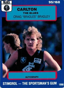 1990 Carlton Blues VFL AFL Stimorol Scanlens Card - Craig Bradley - Picture 1 of 3