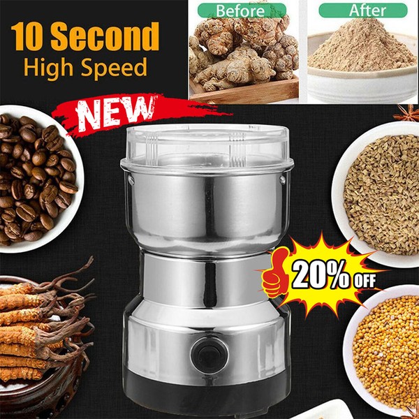 Electric Coffee Grinder Grinding Milling Bean Nut Spice Matte Stainless Blender. Photo Related