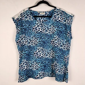 Tree of Life Womens Blouse Size XL 20 Blue Animal Print Lightweight Casual Top - Picture 1 of 10