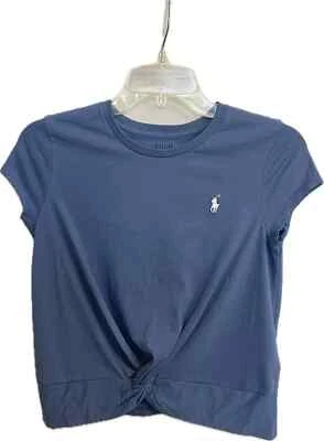 Polo Ralph Lauren Big Girls T Shirt Crop Twisted Front Top Blue Size S (7) - Image 1 of 4