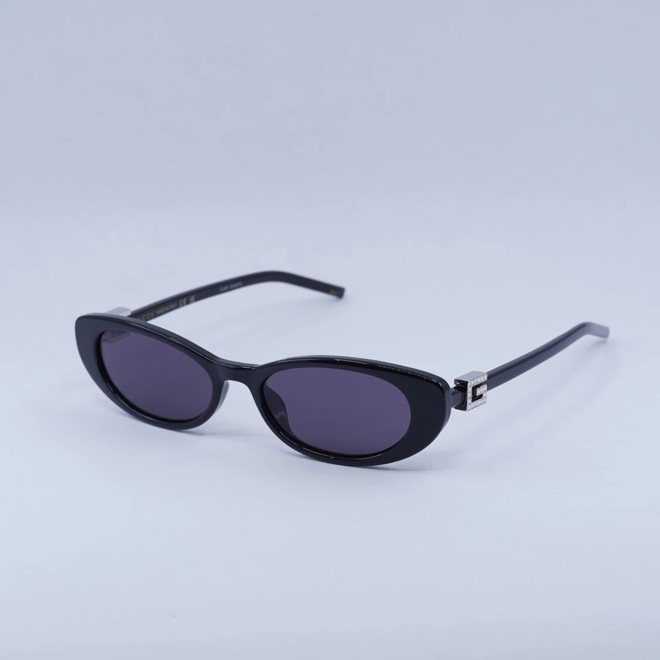 GUCCI GG1680S 002 Black Silver Stones Grey Lens Oval Sunglasses AUTHENTIC