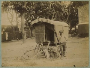 Provence. Man posing in front of a trailer. Albumin 1885-90. - Picture 1 of 1