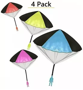 4Pack Tangle Free Throwing Toy Parachute Man with Large Parachutes! 4 Colors - Picture 1 of 6