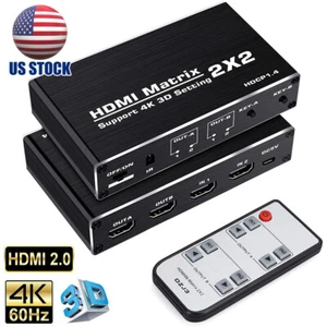 4K HDMI Matrix Switcher 2x2 1080P 3D 2 In 2 Out HDMI Switch Splitter for PS4 US - Picture 1 of 9