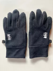 REI Co-op Gloves Kids Youth Large 14-16 Black Winter Fleece - Picture 1 of 5