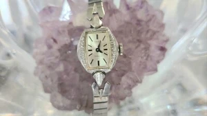 Vintage Gruen Precision  Womens Wrist Watch 17 Jewel White Gold 10k RGP Bezel - Picture 1 of 9