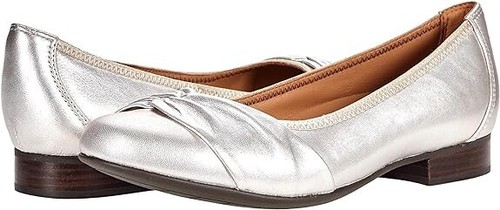 CLARKS Mocassino in pelle platino Carks Un Blush Wish punta chiusa nuovo con etichette 10 m