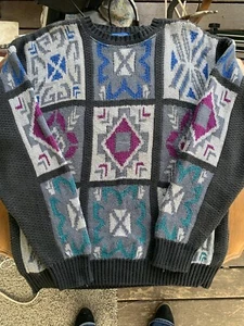 Vintage Pendleton Lobo Mens Sweater Virgin Wool Pullover SW Aztec Multicolor L - Picture 1 of 12