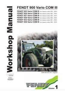 Fendt 900 Vario Com3 922 to 936 Vol 1 and 2 Workshop Manual Delivered Today - Picture 1 of 6