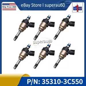 NEW Set of 6 Oil Fuel Injectors For 2013-2014 Hyundai Santa Fe Azera Genesis US - Foto 1 di 10