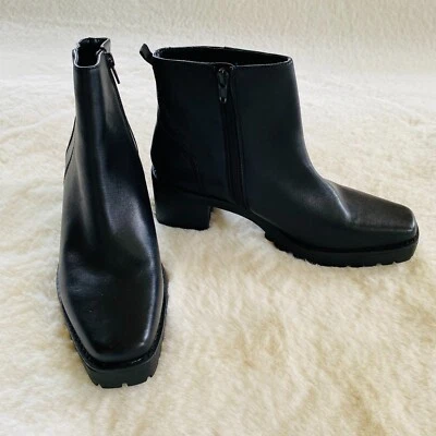 Botas Andre Assous de cuero negras con suela de puntera cuadrada para mujer talla 8,5 “Milla” Foto 1 de 4