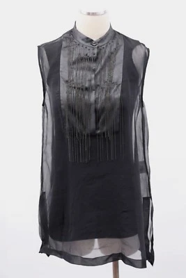 NWT$2145 Brunello Cucinelli 100%Silk Organza Monili Beaded Dress Top+Tank M A181 - Imagem 1 de 4
