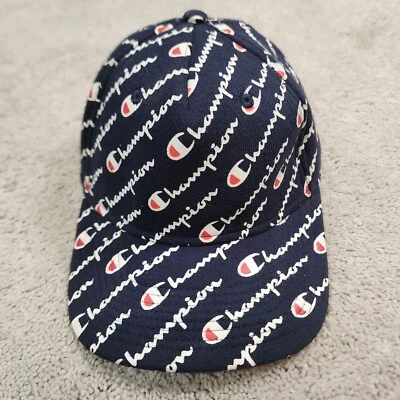 Sombrero Champion de béisbol con correa de cuero azul estampado ajustable Foto 1 de 4