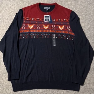 Club Room Merino Wool Blend Sweater Mens XL NWT Fair Isle Fox Performance New - Picture 1 of 7