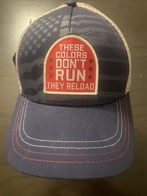 Mens Buck Wear These Colors Don't Run They Reload USA Blue Mesh Baseball Cap Hat - Image 1 of 4