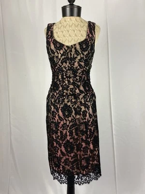 Vestido de cóctel midi con cordones hasta la rodilla negro talla 2 de NANETTE LEPORE  Foto 1 de 3