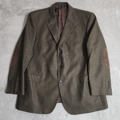 Jaqueta Brooks Brothers Blazer Masculina 48R Camurça Cotovelo Patch Lã Espinha de Arenque Verde - Imagem 1 de 4