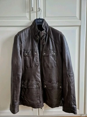 Lässige braune Lederjacke im Bikerstil aus Lamm-Nappaleder Größe L/XL von C&A  - Bild 1 von 4