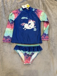 Magical Unicorn Rash Guard Swimsuit Long Sleeve Top & Ruffle Bottom Size 5 NWT - Picture 1 of 3