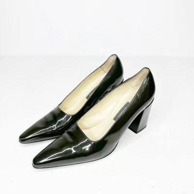 Bally Newport Dress Pumps Green Patent High Heels Shoes Made England Womens 8 - Image 1 of 4