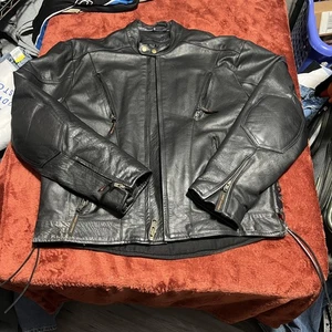 Vance Lederjacke Herren 46 schwarz Motorrad Biker seitliche Spitze Reißverschluss Bündchen Leder - Bild 1 von 10