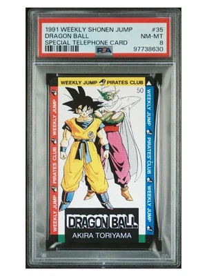 Tarjeta telefónica Dragon Ball 1991 japonesa semanal Shonen Jump #35 PSA 8 Foto 1 de 2