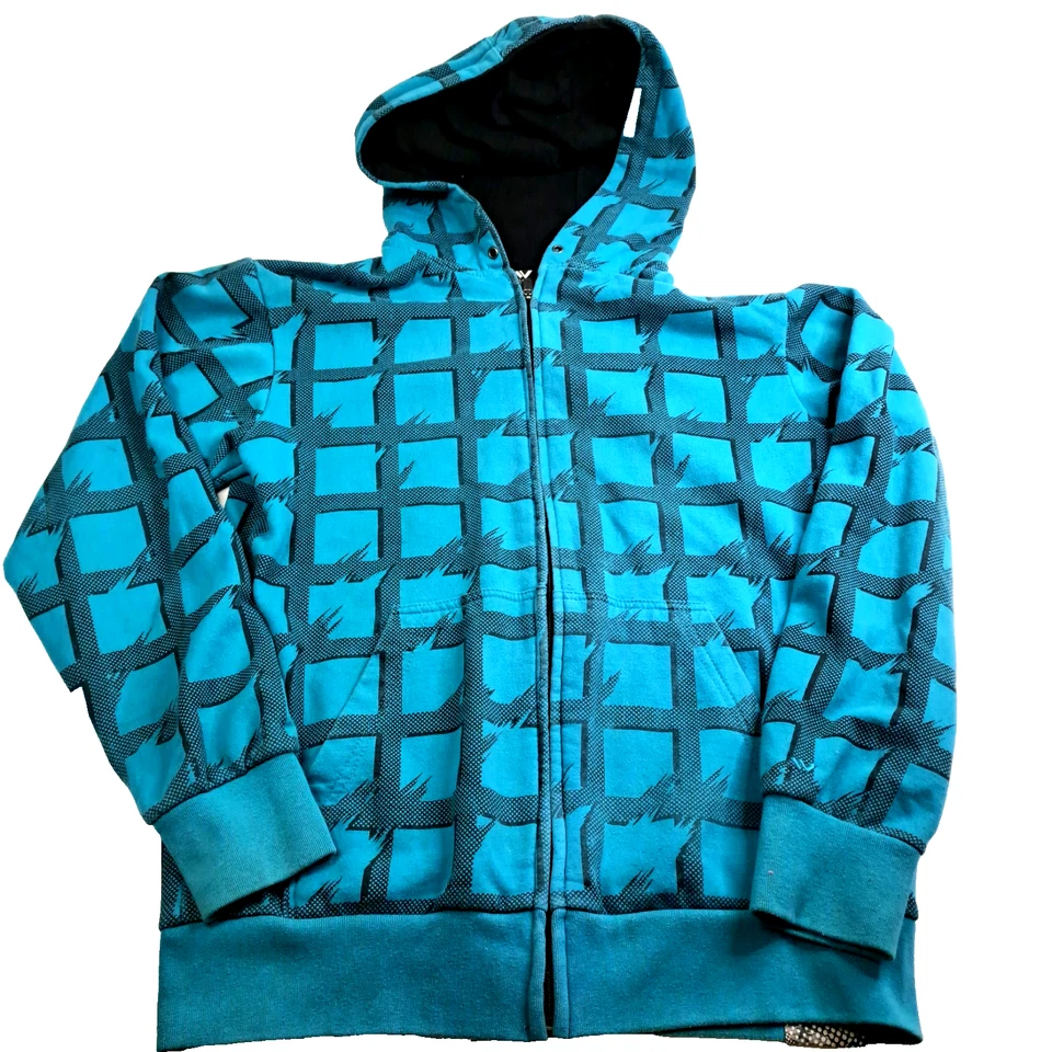 Moletom Y2K Shaun branco meninos/jovens L zíper completo geométrico com capuz snowboard - Imagem 1 de 4