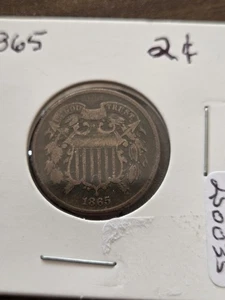 1865-P Union Shield Two-Cent Copper Coin - Picture 1 of 6