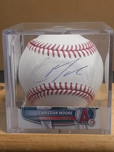 CHRISTIAN MOORE-Rookie, Los Angeles Angels Signed OML Baseball (Beckett Witness) - Picture 1 of 10