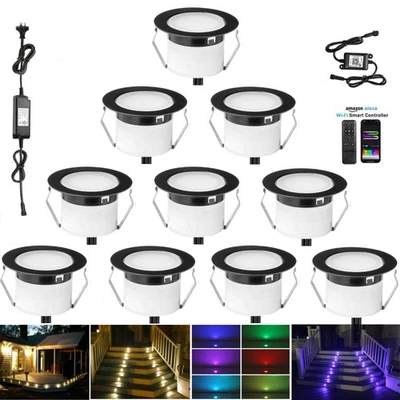  45mm LED Decking Deck Plinth Lights Kitchen Garden Pathway Lights RGBW Lighting - Image 1 of 4