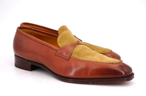 $1485 | GAZIANO & GIRLING ANTIBES LOAFER UK 7.5 8 D CHESTNUT LEATHER SUEDE TG73 - Picture 1 of 17