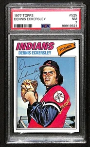 Tarjeta de béisbol 1977 Topps #525 Dennis Eckersley Salón de la fama Cleveland Indians PSA 7 7602 - Imagen 1 de 4