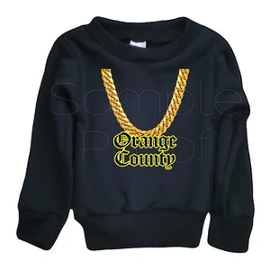 Baby Säugling Neugeborenes Sweatshirt orange County goldene Kette Halloween lustiger Horror - Bild 1 von 2