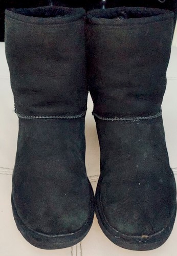 STIVALI CORTI UGG R AUSTRALIANI AUTENTICI DA DONNA in pelle nera taglia UK5 US6 EU36 buoni