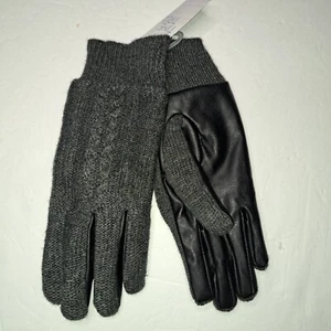 Guanti donna Time And Tru in maglia ed ecopelle grigio antracite taglia S/M nuovi - Foto 1 di 9