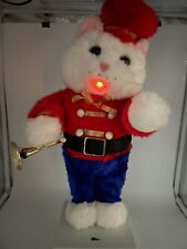 CHRISTMAS ANIMATED MUSICAL PLUSH CAT IN RED SOLDIER OUTFIT PLAYS MUSIC Works!
