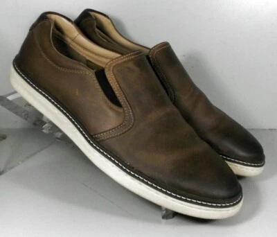 590734X MS50 CULLING SLIP ON MEN'S SHOES 10 M BROWN LEATHER JOHNSTON & MURPHY - Image 1 of 4