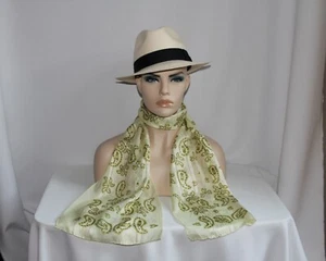 Vintage Perry Ellis Chiffon & Satin Silk Scarf with Sequin - Picture 1 of 12
