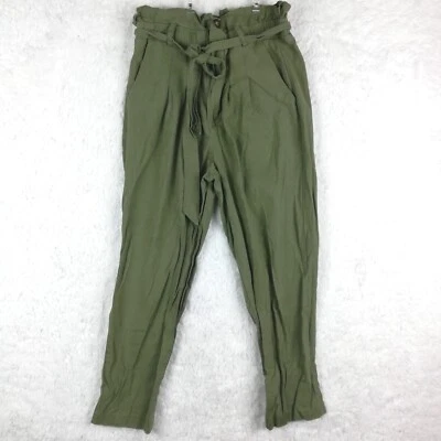 7 Для всего человечества женщин брюки бумажный мешок высокая талия бант узел галстук армия зеленый M - Изображение 1 из 4