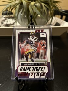 2021 Panini Contenders Draft Picks Justin Jefferson Red Game Ticket Parallel #30