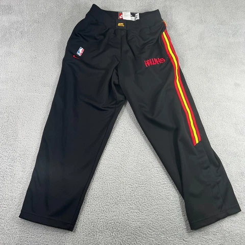 Nike NBA Atlanta Hawks 74 Black Basketball Sweat Pants Mens Large button ankle Cover
