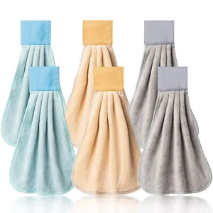 6pcs Kitchen Hanging Towel Set Hand Hanging Towels With Hanging Loop Absorbent C - Picture 1 of 5